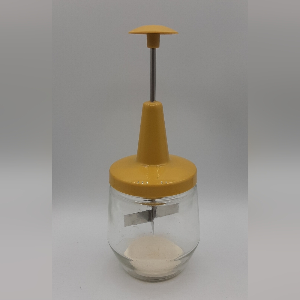 Vintage Androck Mustard Yellow Food Chopper Glass Container MCM Retro Kitchen